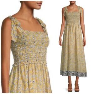 Max Studio Smocked Bow Shoulder Floral Dress